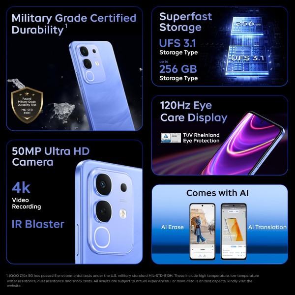 iQOO Z10x 5G (Ultramarine, 6GB RAM, 128GB Storage)