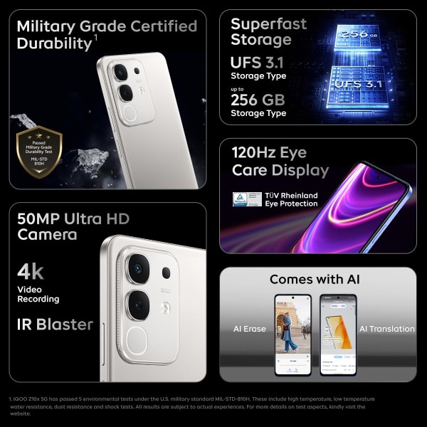 iQOO Z10x 5G (Titanium, 6GB RAM, 128GB Storage)