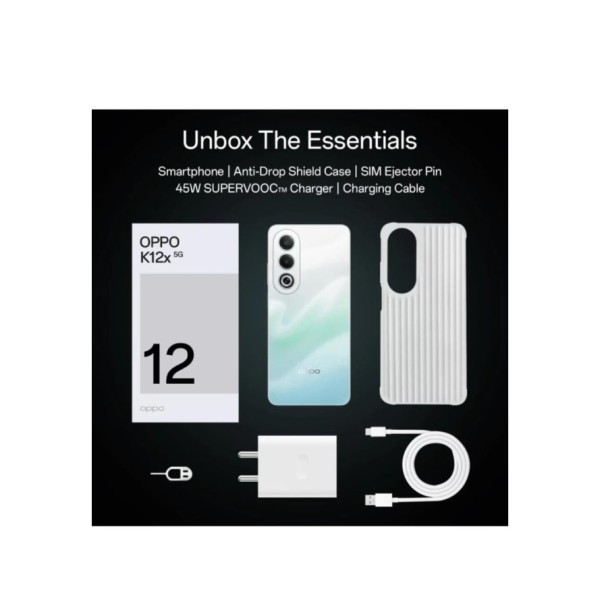Oppo K12x 5G with 45W SUPERVOOC Charger in-The-Box (Breeze Blue, 128 GB) (6 GB RAM)