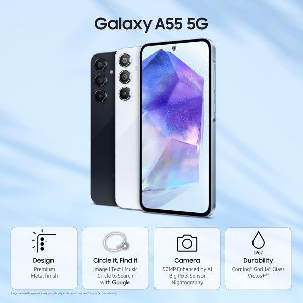 Samsung Galaxy A55 5G (Awesome Navy, 8GB RAM, 128GB Storage)