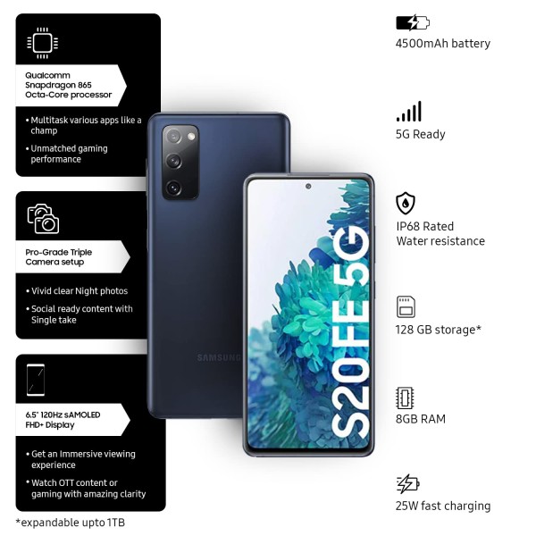Samsung galaxy s20 fe 5g (128GB Storage, 8GB ram, cloud navy)