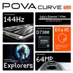 TECNO POVA Curve 5G (8GB+128GB), 144Hz AMOLED, Slimmest 7.45mm Curve with 5500mAh Battery, Segment's 1st AI