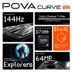 TECNO POVA Curve 5G (8GB+128GB), 144Hz AMOLED, Slimmest 7.45mm Curve with 5500mAh Battery, Segment's 1st AI