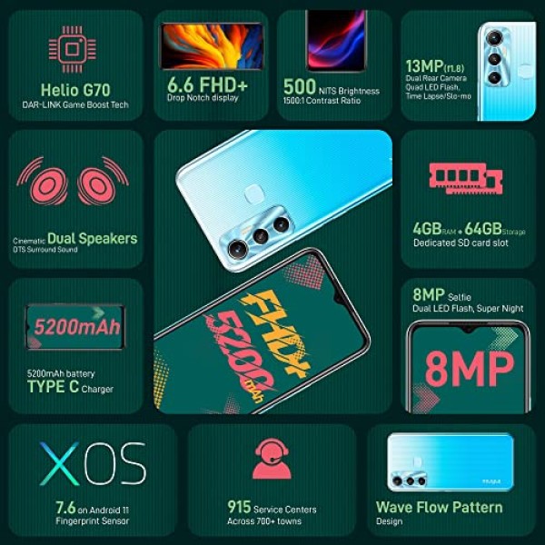 Infinix Hot 11 (Silver Wave, 4GB RAM 64GB Storage) refurbished