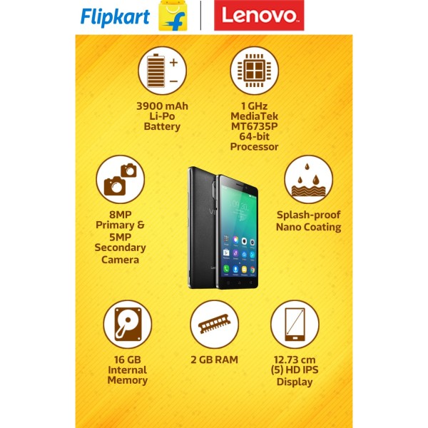 Lenovo VIBE P1m (Black, 16 GB, 2 GB RAM) (refurbished)