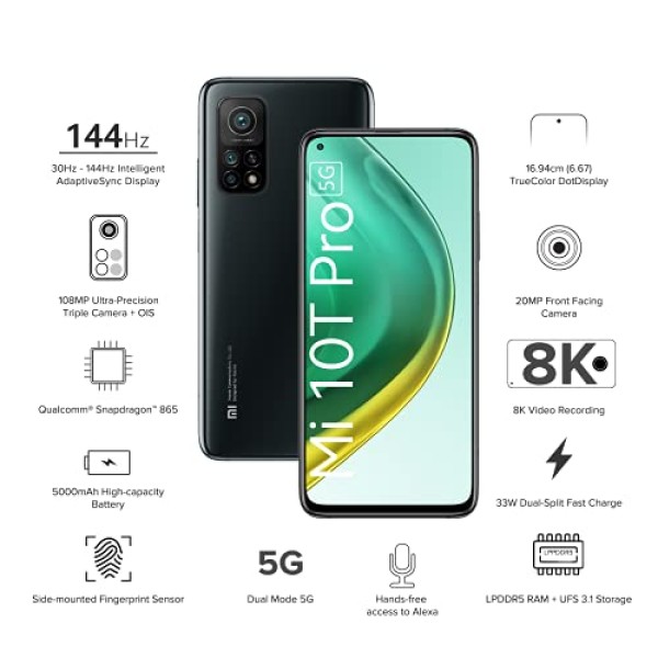 MI 10T Pro 5G (Cosmic Black, 8GB RAM, 128GB Storage refurbished