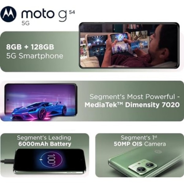 Motorola G54 5G (Mint Green, 8GB RAM, 128GB Storage) refurbished