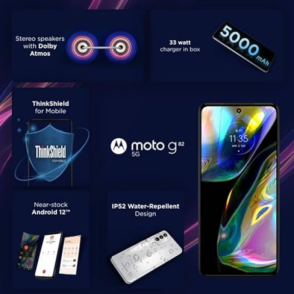 Motorola G82 5G (White Lily, 8GB RAM, 128GB Storage) refurbished