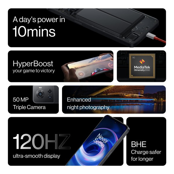 OnePlus 10R 5G Sierra Black 12 GB RAM 256 GB refurbished