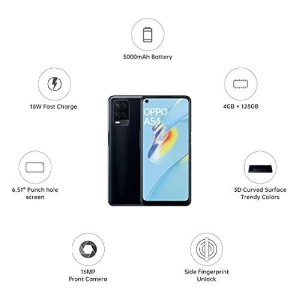 OPPO A54 Crystal Black,4GB RAM, 128GB Storage) refurbished