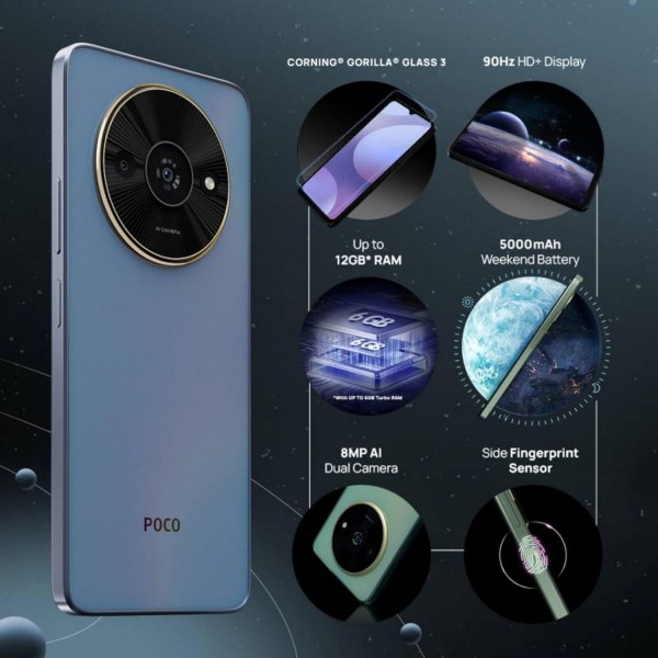 POCO C61 Ethereal Blue 4GB RAM 64GB ROM (refurbished)