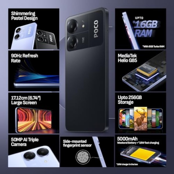 POCO C65 Matte Black 8GB RAM 256 GB ROM refurbished