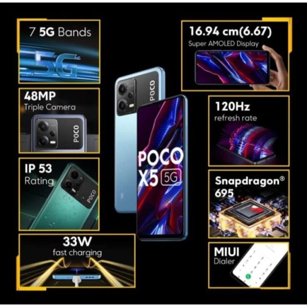 Poco X5 5G (Wildcat Blue, 128 GB) (6 GB RAM) refurbished