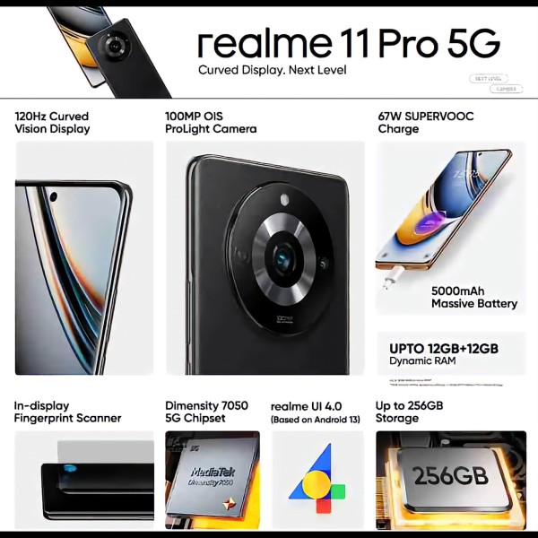 Realme 11 Pro 5G (Astral Black 12GB RAM, 256GB Storage) refurbished