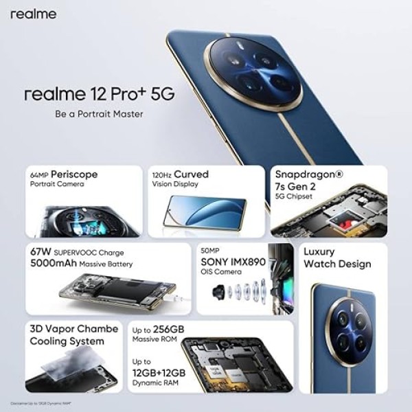 Realme 12 Pro Plus 5G Submarine Blue 8GB RAM, 128GB Storage refurbished