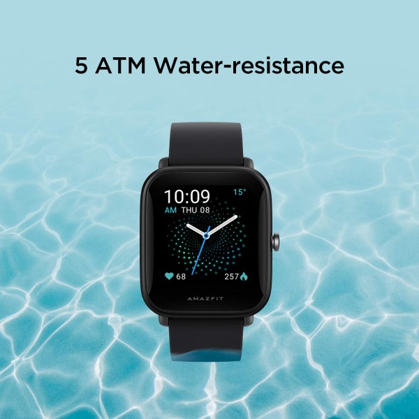 Amazfit Bip U Smart Watch SpO2 Stress Monitor 3.63 cm 1.43 HD Color Display 60 Breathing Training 50 Watch Faces Black