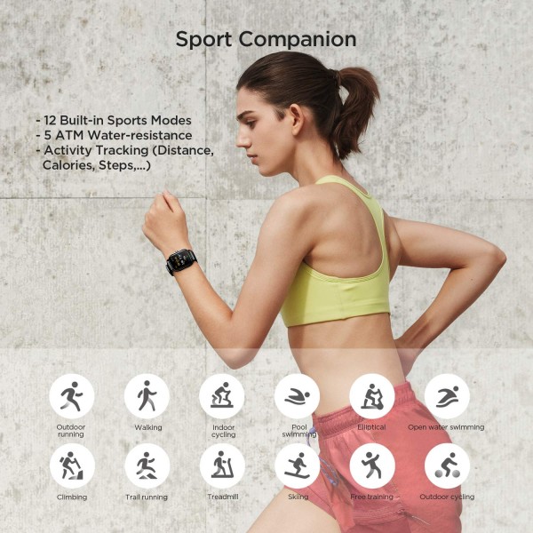 Amazfit GTS 2 Smart Watch, 1.65 AMOLED Display, Built-in Alexa, GPS, SpO2 and Stress Monitor GB Music Storage 90 (Midnight Black)