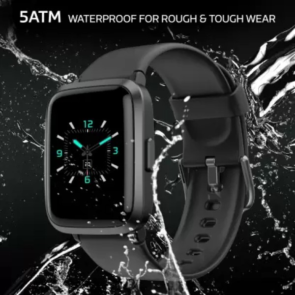 Ambrane Pulse Smartwatch (Black Strap, Regular)