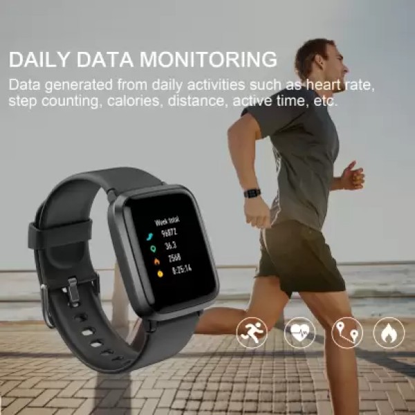 Ambrane Pulse Smartwatch (Black Strap, Regular)