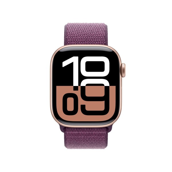 Apple Watch Series 10 [GPS 42 mm] Smartwatch with Rose Gold Aluminium Case with Plum Sport Loop. Fitness Tracker, ECG App, Always-On Retina Display, Carbon Neutral