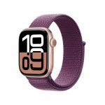 Apple Watch Series 10 [GPS 42 mm] Smartwatch with Rose Gold Aluminium Case with Plum Sport Loop. Fitness Tracker, ECG App, Always-On Retina Display, Carbon Neutral