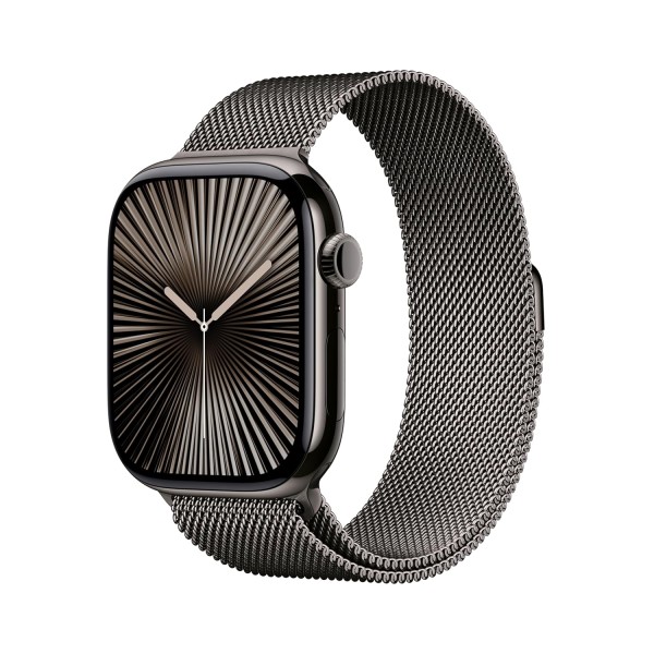 Apple Watch Series 10 [GPS + Cellular 46 mm] Smartwatch with Slate Titanium Case with Slate Milanese Loop - M/L. Fitness Tracker, ECG App, Always-On Retina Display, Carbon Neutral