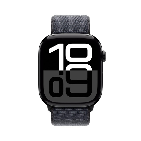 Apple Watch Series 10 [GPS 46 mm] Smartwatch with Jet Black Aluminium Case with Ink Sport Loop. Fitness Tracker, ECG App, Always-On Retina Display, Carbon Neutral