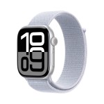 Apple Watch Series 10 [GPS 46 mm] Smartwatch with Silver Aluminium Case with Blue Cloud Sport Loop. Fitness Tracker, ECG App, Always-On Retina Display, Carbon Neutral