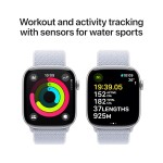 Apple Watch Series 10 [GPS 46 mm] Smartwatch with Silver Aluminium Case with Blue Cloud Sport Loop. Fitness Tracker, ECG App, Always-On Retina Display, Carbon Neutral