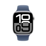Apple Watch Series 10 [GPS 46 mm] Smartwatch with Silver Aluminium Case with Denim Sport Band - S/M. Fitness Tracker, ECG App, Always-On Retina Display, Water Resistant