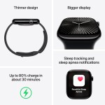 Apple Watch Series 10 [GPS 46 mm] Smartwatch with Silver Aluminium Case with Denim Sport Band - S/M. Fitness Tracker, ECG App, Always-On Retina Display, Water Resistant