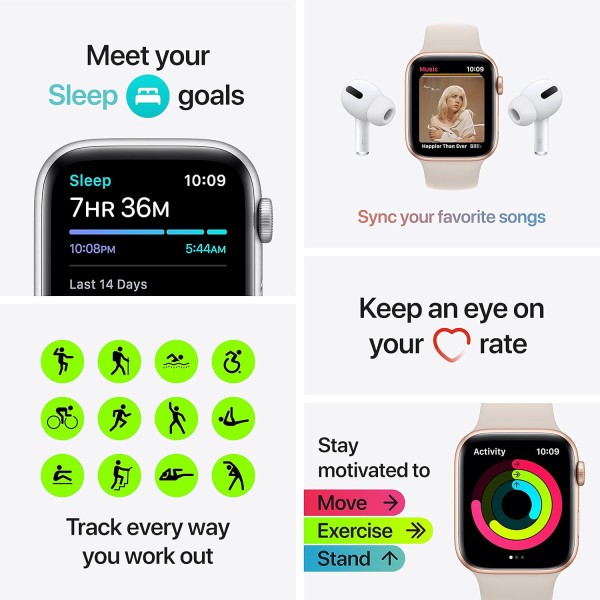 Apple Watch SE (GPS, 40mm) - Gold Aluminium Case with Starlight Sport Band - Regular