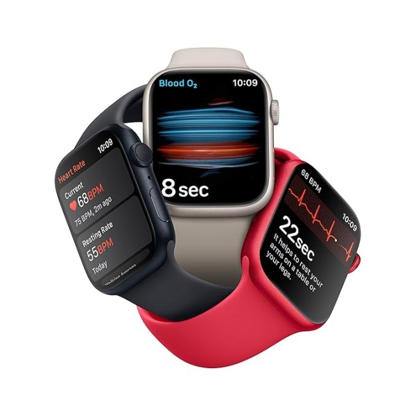 Apple Watch Series 8 [GPS 41 mm] Smart Watch w/Midnight Aluminium Case with Midnight Sport Band. Fitness Tracker, Blood Oxygen & ECG Apps, Always-On Retina Display, Water Resistant