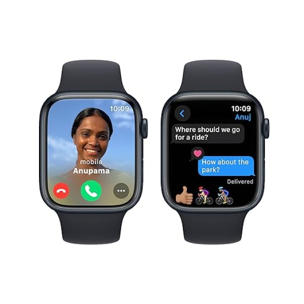 Apple Watch Series 9 [GPS 45mm] Smartwatch with Midnight Aluminum Case with Midnight Sport Band M/L. Fitness Tracker, Blood Oxygen & ECG Apps, Always-On Retina Display, Water Resistant