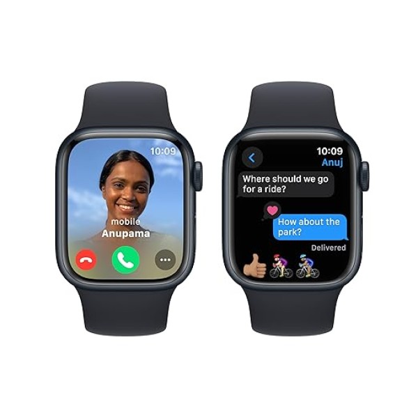 Apple Watch Series 9 [GPS 41mm] Smartwatch with Midnight Aluminum Case with Midnight Sport Band M/L. Fitness Tracker, Blood Oxygen & ECG Apps, Always-On Retina Display, Water Resistant
