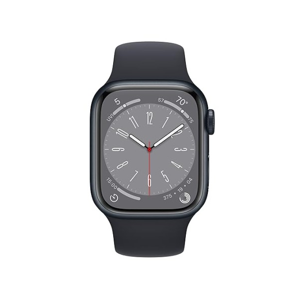 Apple Watch Series 8 [GPS 41 mm] Smart Watch w/Midnight Aluminium Case with Midnight Sport Band. Fitness Tracker, Blood Oxygen & ECG Apps, Always-On Retina Display, Water Resistant
