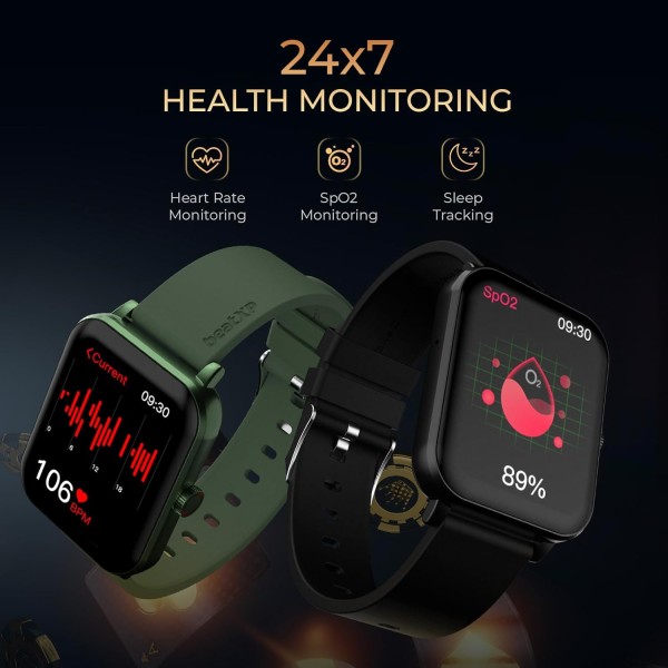 beatXP Marv Ace 1.85” HD Display Bluetooth Calling Smart Watch, Rotary Crown, 240 * 284px, 500 Nits, 60Hz Refresh Rate, 100+ Sports Modes (Black)