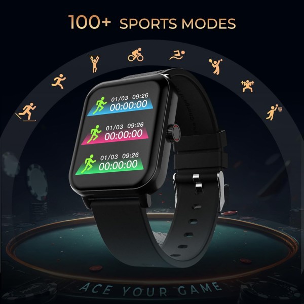 beatXP Marv Ace 1.85” HD Display Bluetooth Calling Smart Watch, Rotary Crown, 240 * 284px, 500 Nits, 60Hz Refresh Rate, 100+ Sports Modes (Black)