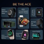 beatXP Marv Ace 1.85” HD Display Bluetooth Calling Smart Watch, Rotary Crown, 240 * 284px, 500 Nits, 60Hz Refresh Rate, 100+ Sports Modes (Black)