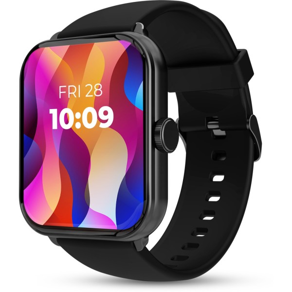 BeatXP Marv Super with 2 TFT HD Display, BT Calling 24 7 Health Monitoring, IP68 Smartwatch (Black Strap, Free Size