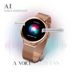 beatXP Eva 1.2 Super AMOLED Display, Bluetooth Calling Smart Watch for Women, Metal Body, 360 * 360px, Menstrual Tracker, 100+ Sports Modes, 24/7 Health Tracking, Rotary Crown, IP68 (Gold) (Unbox)