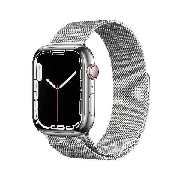 Apple Watch Series 7 (GPS + Cellular, 45mm) - Silver Stainless Steel Case with Silver Milanese Loop