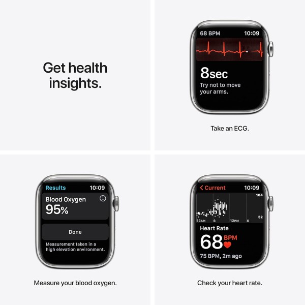 Apple Watch Series 7 (GPS + Cellular, 45mm) - Silver Stainless Steel Case with Silver Milanese Loop