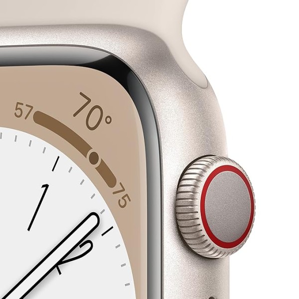 Apple Watch Series 8 [GPS + Cellular 41 mm] Smart Watch w/Starlight Aluminium Case with Starlight Sport Band. Fitness Tracker, Blood Oxygen & ECG Apps, Always- On Retina Display, Water Resistant