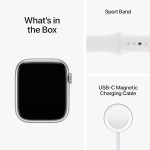 Apple Watch Series 8 [GPS 45 mm] Smart Watch w/Silver Aluminium Case with White Sport Band. Fitness Tracker, Blood Oxygen & ECG Apps, Always-On Retina Display, Water Resistant