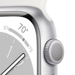 Apple Watch Series 8 [GPS 45 mm] Smart Watch w/Silver Aluminium Case with White Sport Band. Fitness Tracker, Blood Oxygen & ECG Apps, Always-On Retina Display, Water Resistant
