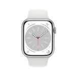 Apple Watch Series 8 [GPS 45 mm] Smart Watch w/Silver Aluminium Case with White Sport Band. Fitness Tracker, Blood Oxygen & ECG Apps, Always-On Retina Display, Water Resistant