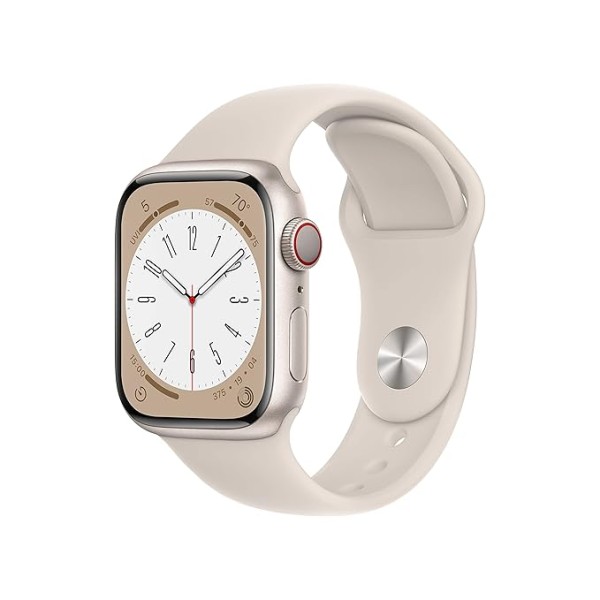 Apple Watch Series 8 [GPS + Cellular 41 mm] Smart Watch w/Starlight Aluminium Case with Starlight Sport Band. Fitness Tracker, Blood Oxygen & ECG Apps, Always- On Retina Display, Water Resistant