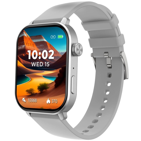 beatXP Unbound Pro 1.96 Super AMOLED Display Bluetooth Calling Smart Watch, Metal Body, Rotary Crown, 410 * 502px, 800 Nits, 60Hz Refresh Rate, 100+ Sports Modes, 24/7, IP67 (Silver Metal)