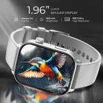 beatXP Unbound Pro 1.96 Super AMOLED Display Bluetooth Calling Smart Watch, Metal Body, Rotary Crown, 410 * 502px, 800 Nits, 60Hz Refresh Rate, 100+ Sports Modes, 24/7, IP67 (Silver Metal)